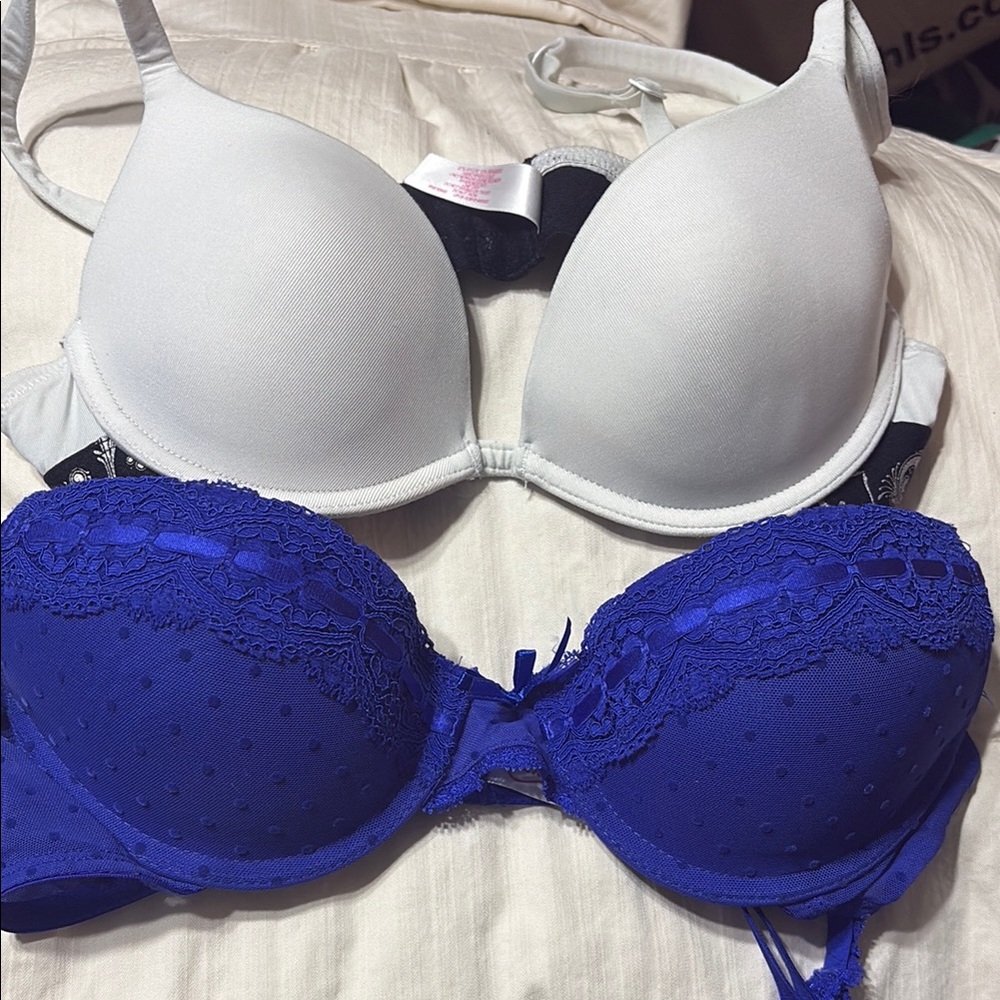 Elegant Blue and White Lace Bras
